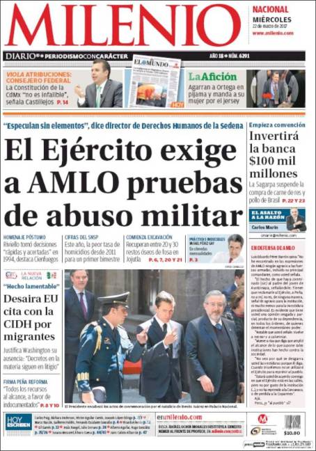 $!Titulares Prensa Nacional 22/03/2017