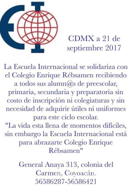 $!Escuelas se solidarizan con alumnos del Colegio Enrique Rébsamen