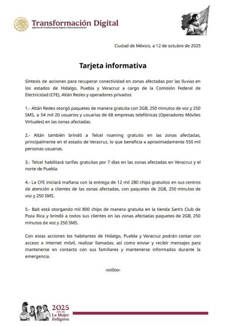 $!ALTÁN Redes y Telcel activan roaming gratuito para 550 mil personas en Veracruz tras inundaciones