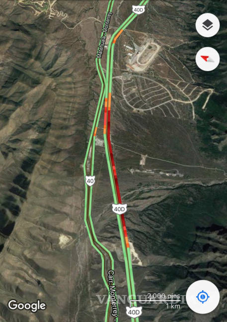 $!Reportan tráfico detenido en autopista, de Saltillo a Monterrey, por accidente