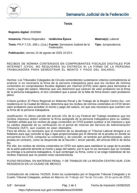 $!Recibos de nómina digitales sin la firma del trabajador tendrán validez en juicios laborales