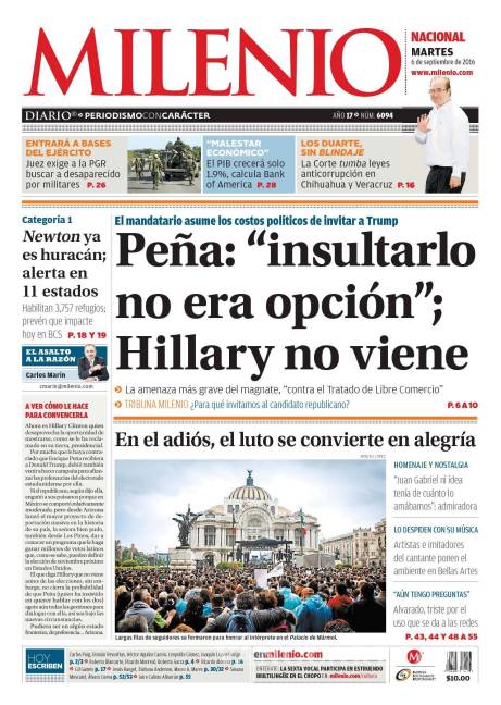 $!Titulares Prensa Nacional 06/09/2016