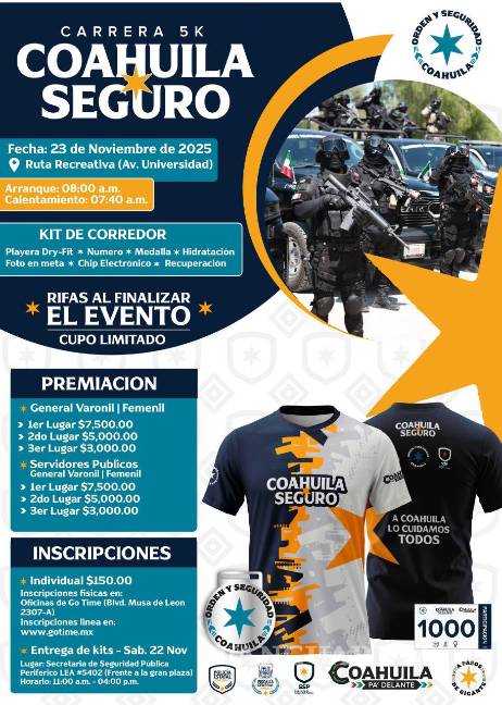 $!Cada corredor recibirá un kit de participación con playera, número, medalla, hidratación, chip electrónico, foto de meta y asistencia postcarrera, señala la convocatoria.