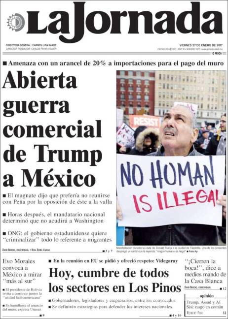 $!Titulares Prensa Nacional 27/01/2017