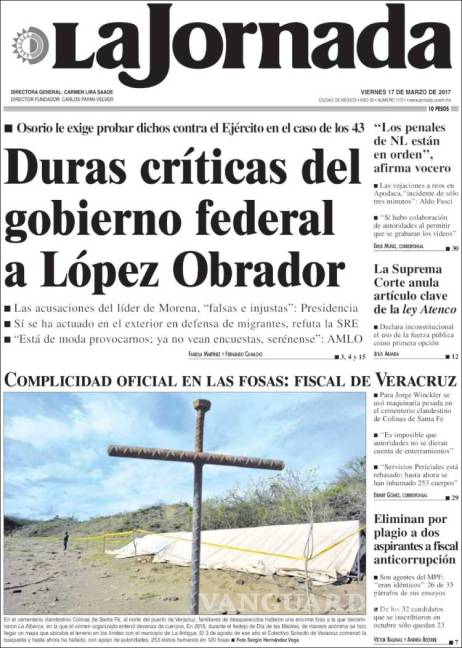 $!Titulares Prensa Nacional 17/03/2017