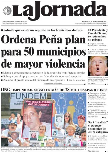 $!Titulares Prensa Nacional 31/08/2016