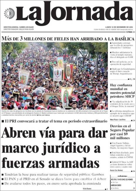 $!Titulares Prensa Nacional 12/12/2016