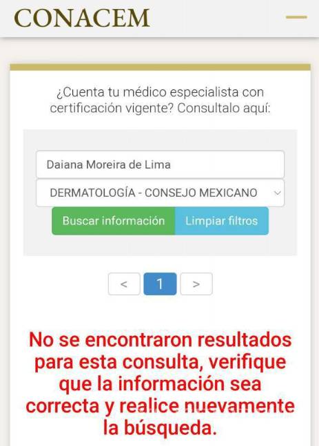 $!Verificación en el CONACEM confirma que la doctora no cuenta con certificaciones en cirugía plástica ni dermatología.