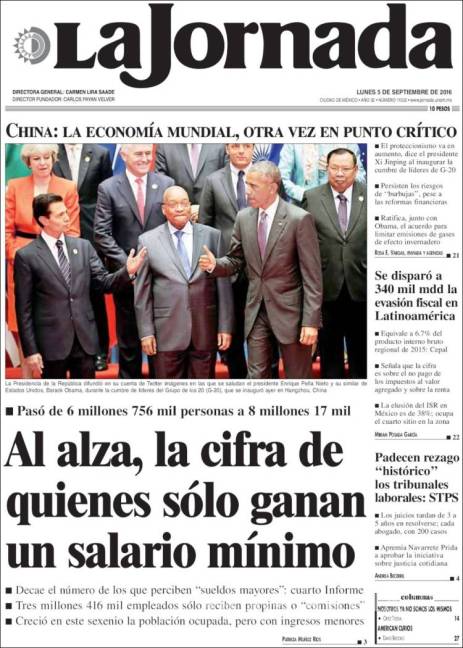 $!Titulares Prensa Nacional 05/09/2016