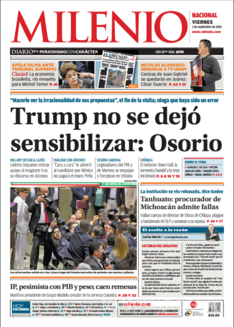 $!Titulares Prensa Nacional 02/09/2016