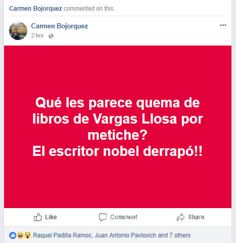 $!Carmen Bojórquez propuso en Sonora una quema de libros de Vargas Llosa por comentarios anti AMLO