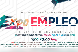Cartel oficial de la Expo Empleo 2026 del Instituto Tecnológico de Saltillo, la cual se llevará a cabo el 19 de noviembre en el Edificio de Gestión Tecnológica y Vinculación.