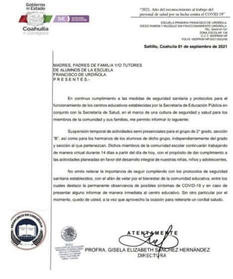 $!Reportan dos casos más de contagio en escuelas de Saltillo