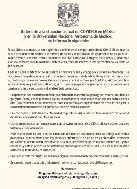 $!Virus del Covid-19 está cambiando, advierte la UNAM; pide a todo México usar nuevamente cubrebocas
