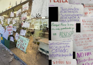 Pancartas de protesta en el Tec Milenio: Campus Las Torres, por parte del alumnado el 14 de marzo