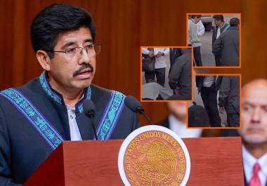 Acompañantes de Hugo Aguilar, ministro presidente de SCJN, son captados limpiándole los zapatos.