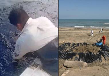 Reportan presencia de contaminantes en el agua y playas por supuesta fuga de Pemex