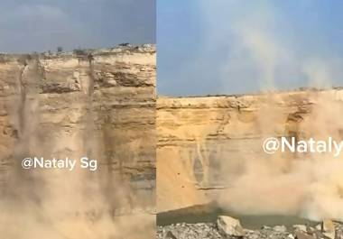 La nube de polvo provocada por el derrumbe generó preocupación entre habitantes de la Región Carbonífera.