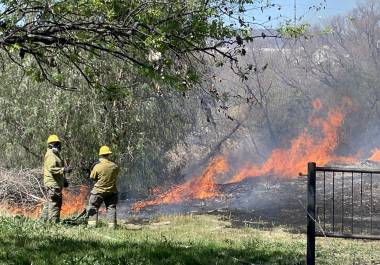 Bomberos trabajaron en la extinción del incendio en el Bosque Urbano Ejército Mexicano, que afectó 200 metros de maleza.