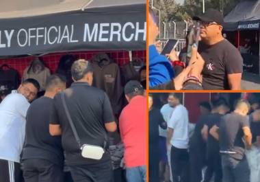 Un día previo al inicio de los conciertos de BTS en Ciudad de México, se lleva a cabo la venta de mercancía.