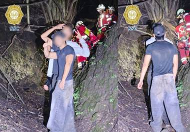 Policías y bomberos rescataron a nueve jóvenes que se extraviaron en una barranca del Bosque de Chapultepec.