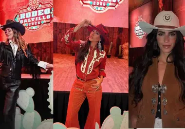 Plan. Andrea Legarreta, Galilea Montijo y Bárbara De Regil presumieron su look vaquero durante la presentación del Festival Rodeo Saltillo en Ciudad de México.