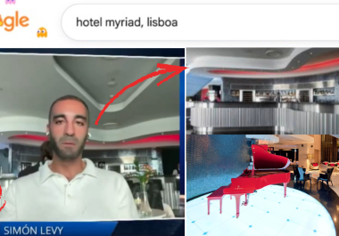 Simón Levy afirma estar en Washington, pero usuarios señalaron que su entrevista coincide con el interior de un hotel en Lisboa, Portugal.