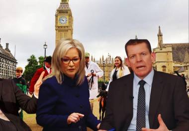 De izquierda a derecha, John Swinney, primer ministro de Escocia; Michelle O’Neill, primera ministra de Irlanda del Norte; Rhun ap Iowerth, primer ministro de Gales.