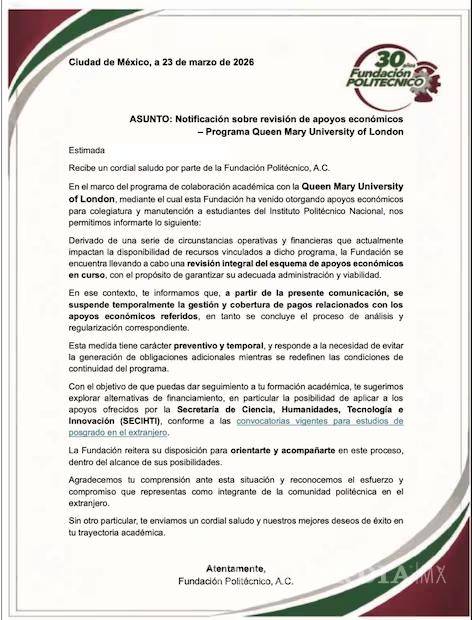 $!Becas IPN en riesgo: 39 doctorados en Reino Unido sin recursos por suspensión de Fundación Politécnico