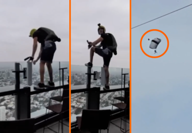 Un hombre saltó con paracaídas desde el Rooftop Bar 360 del Hotel Riu Guadalajara, pese a que no tenía autorización.