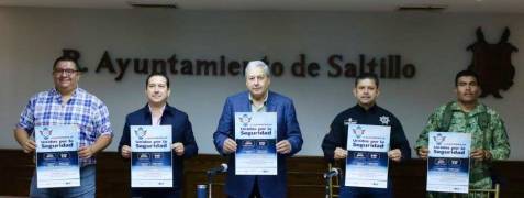 El alcalde Chema Fraustro y Miguel Ángel Garza, Comisionado de Seguridad, anuncian la carrera 5K “Unidos por la Seguridad”.