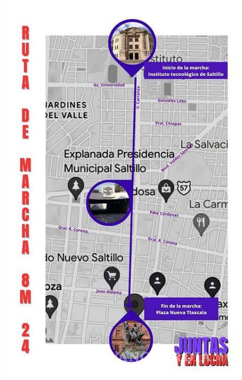 $!Las participantes se reunirán en la explanada del Instituto Tecnológico de Saltillo (ITS) antes del inicio de la marcha del Día Internacional de la Mujer.