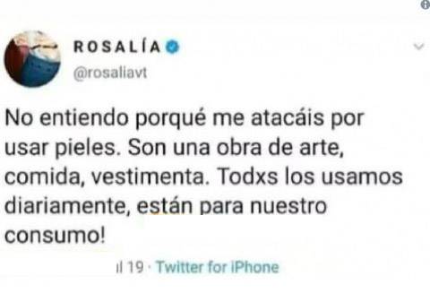 $!'Usar piel animal es arte' dice Rosalía; la tunden en redes