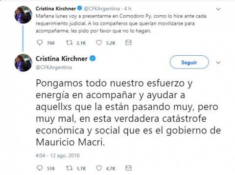 $!Argentina, en una 'catástrofe económica y social' con Macri: Cristina Kirchner