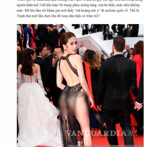 $!Censuran a actriz por usar vestido transparente en Cannes