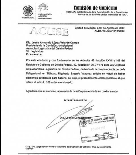 $!Inicia remoción formal de jefe delegacional en Tláhuac