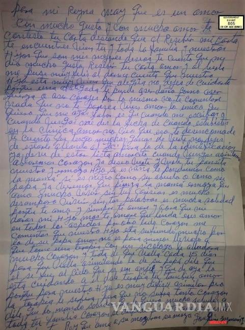 $!Revelan carta del Chapo a Lucero Sánchez durante juicio