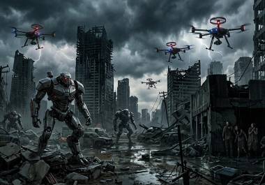 Imagen creada a través de la inteligencia artificial para ilustrar un apocalipsis provocado por la IA.