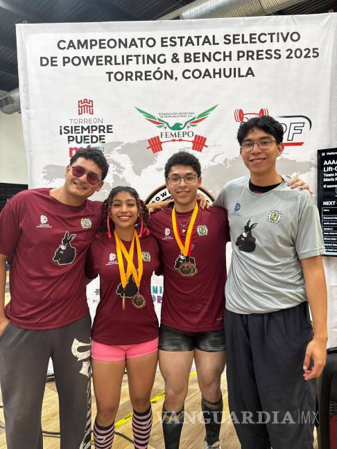 $!El equipo de powerlifting del TecNM – Instituto Tecnológico de Saltillo tuvo una actuación relevante en el Campeonato Estatal celebrado en Torreón, al obtener una medalla de oro, dos de bronce y un cuarto lugar.
