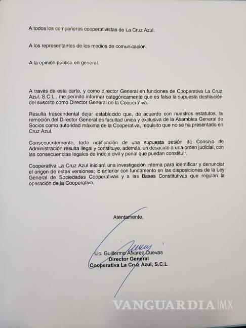 $!Niega Guillermo Álvarez destitución en el cargo de director de Cooperativa Cruz Azul
