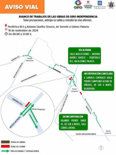 $!Las opciones de circulación por la obra vial, se compartieron con un croquis.