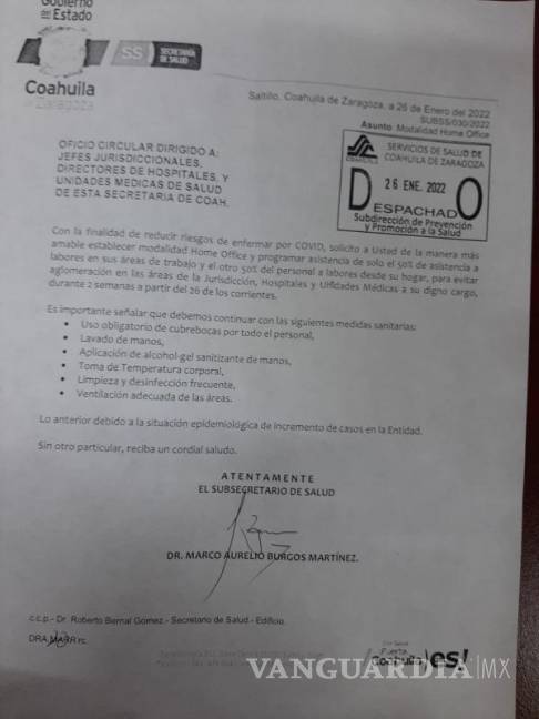 $!Coahuila: Trabajadores de Salud harán home office ante COVID-19; excluyen al ISSSREI y Jurisdicciones