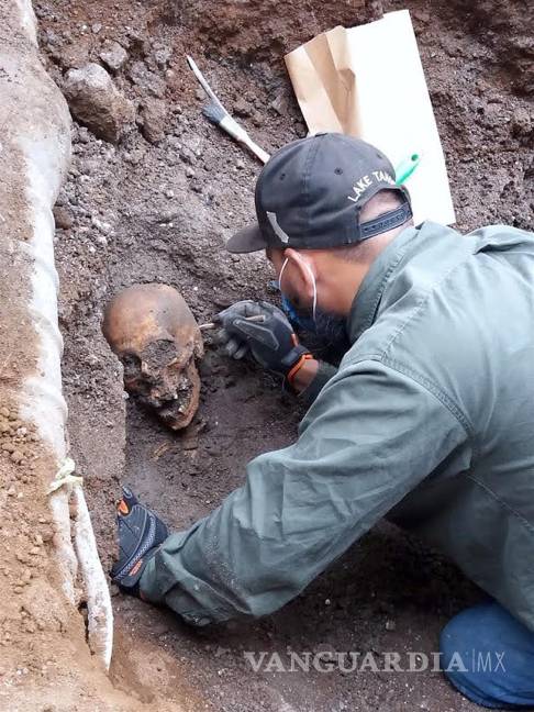 $!Fotografía cedida hoy por el Instituto Nacional de Antropología e Historia (INAH) de un hallazgo de restos óseos, en Ciudad de México. EFE/INAH