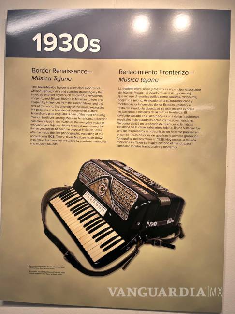 $!Cartel sobre el renacimiento fronterizo de la música tejana de la muestra 'Vida y muerte en la frontera 1910-1920' en la sede del Museo de Historia en Bullock Texas.