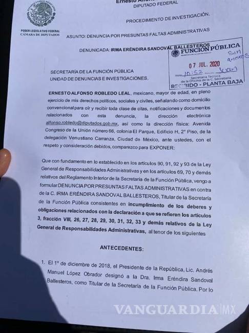 $!Panistas denuncian a Irma Eréndira Sandoval por irregularidades en la SFP