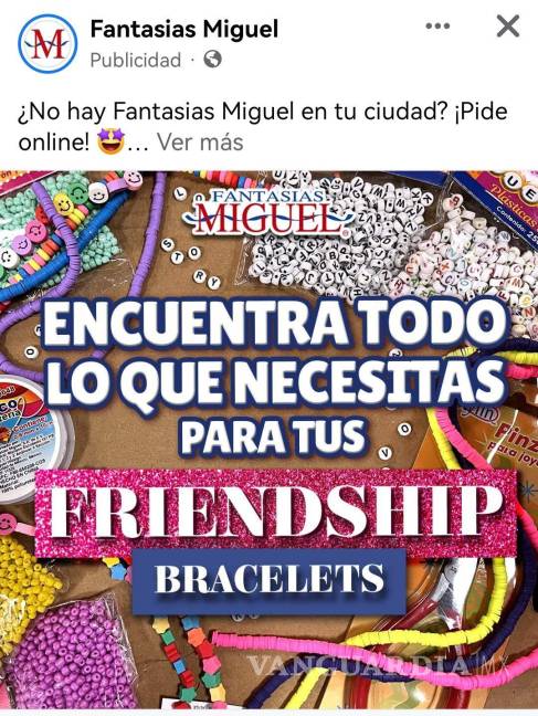$!Fantasías Miguel publicita ‘kit’ para armar friendships bracalets.