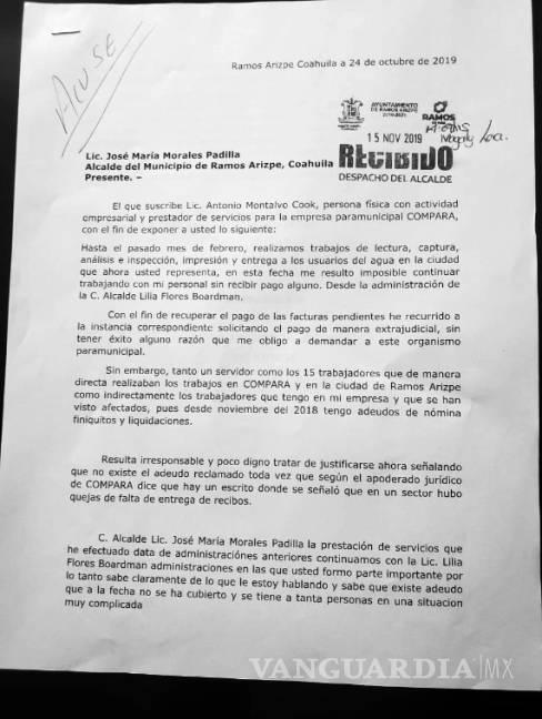 $!MG Express demanda a Compara y Presidencia de Ramos Arizpe por casi 3 mdp