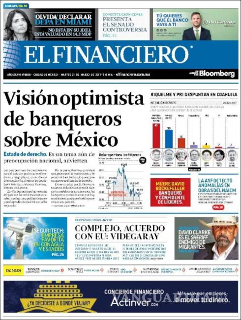 $!Titulares Prensa Nacional 21/03/2017