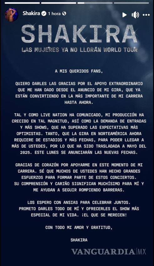 $!¡Malas noticias! Cancela Shakira gira... en EU, pospone fechas y arranque para mayo de 2025