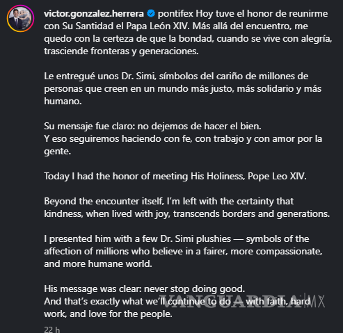 $!¡Un Dr. Simi papal! Papa León XIV recibe el adorable muñeco de Farmacias Similares desde el Vaticano